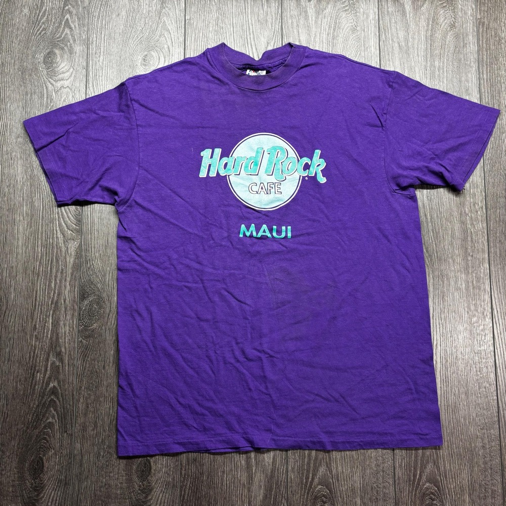 Vintage Hard Rock Cafe 1980s Maui T Shirt Medium XL purple